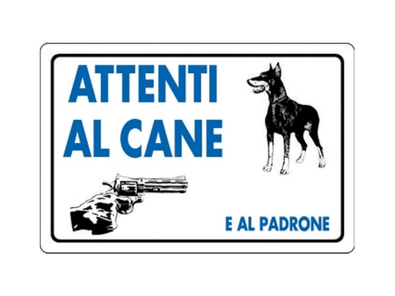 CARTELLO ATTENTI CANE+PADRONE 20X30 PVC