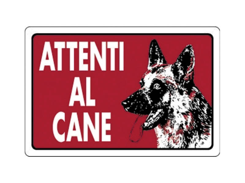 CARTELLO ATTENTI CANE SF.ROSSO 20X30 PVC