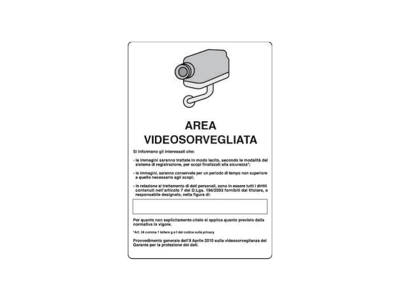 CARTELLO AREA VIDEOSORVEGL.20x30 ALL