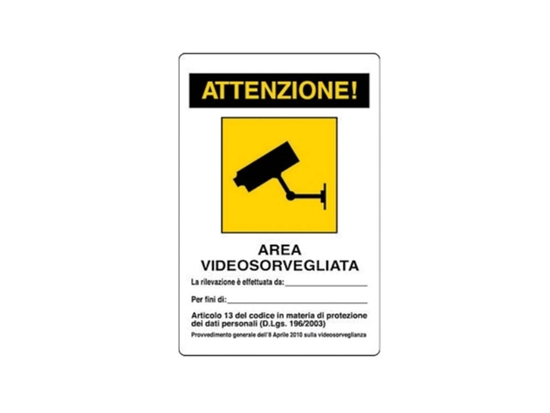 CARTELLO AREA VIDEOSORVEGL.20x30 ALL